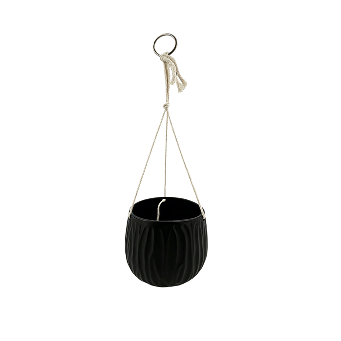 Northcote Pottery 16.8 x 15.6cm Black Luna Hanging Ceramic Indoor Pot