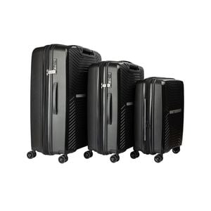 Olympus 3PC Astra Luggage Set Hard Shell Suitcase - Obsidian Black
