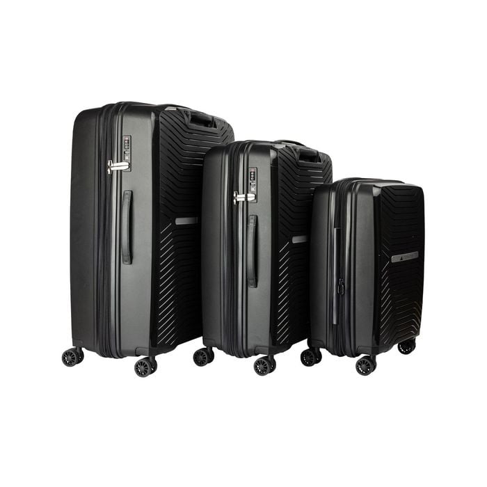 Olympus 3PC Astra Luggage Set Hard Shell Suitcase Obsidian Black Bunnings Australia