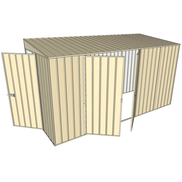 Build-a-Shed 1.5 x 3.7 x 2m Hinged Door Tunnel Shed with Double Hinged Side Doors - Cream