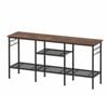 Advwin TV Cabinet 120cm Entertainment Unit Stand w/ Shelf & Hooks Media Console Table Walnut