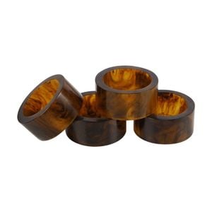 4pc Maine & Crawford Atlas 6cm Resin Napkin Ring Kitchen Table Organiser Brown