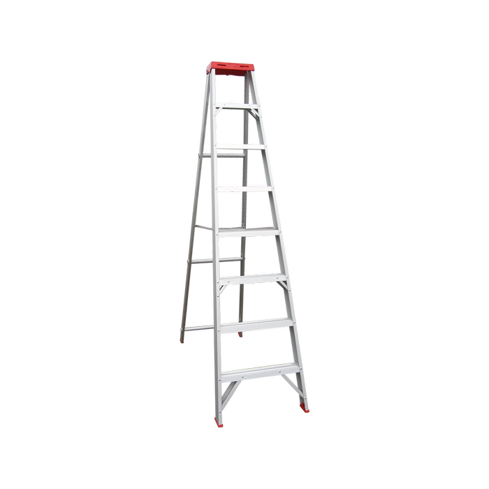 Indalex 2.4m 135kg Industrial Aluminium Tradesmen Single Sided Step Ladder