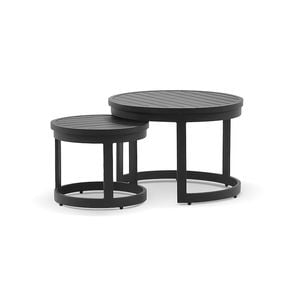 Santorini Round Outdoor Aluminium Side Table Set Charcoal