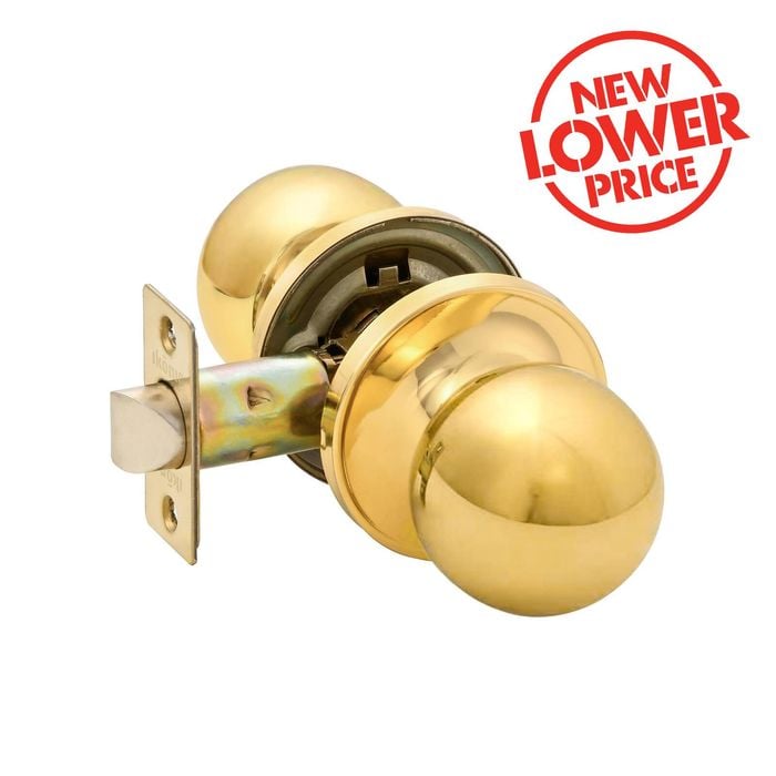 Ikonic Polished Brass Ruby Passage Knob Set
