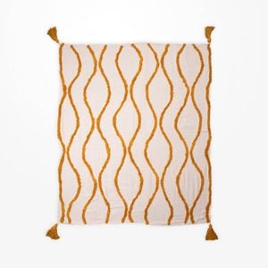 DWBH Cotton Slub Throw Blanket 125x150cm Home Decor MUSTARD
