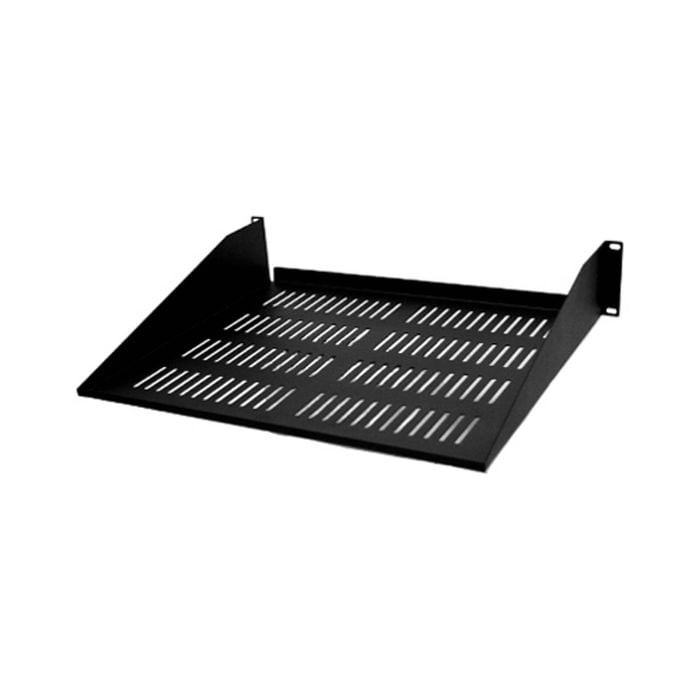 2U 2RU 19in x 381mm (15in) Vented Cantilever Steel Shelf for Rack System Black