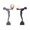 G&g Lady Grace Art Deco Table Lamp - Pewter
