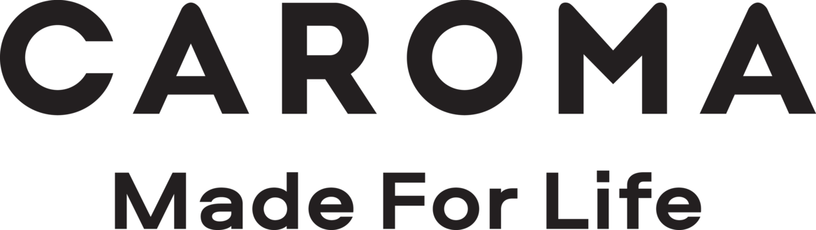 Caroma logo with slogan in black text