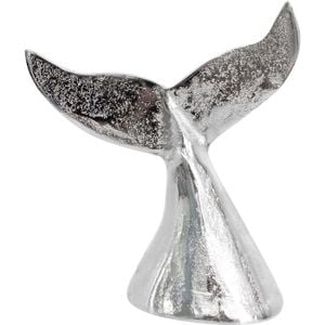 LVD Medium Metal Whale Tail Decorative Sculpture 13x15cm Silver Chrome