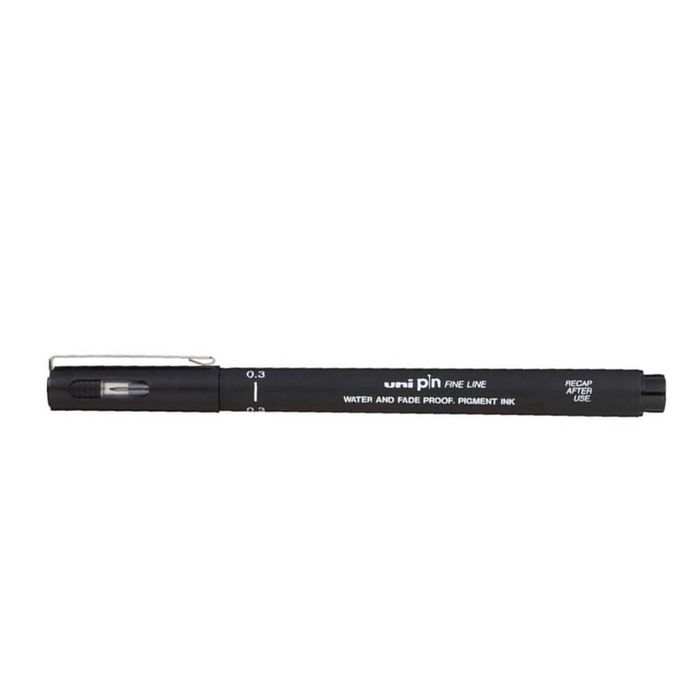 Uni Pin Fine Line Drawing Pen 12pcs (Black) (0.3mm)