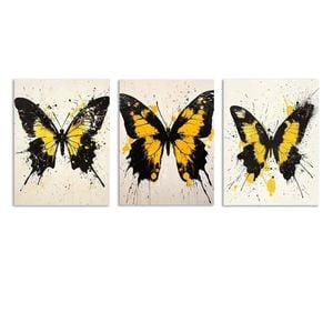 3pcs Featuring Black and Yellow Beauty Print 100% Australian Made 3 x 40x60cm (Metal Print)