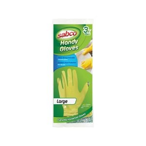 Sabco Large Latex Handy Gloves - 3 Pairs