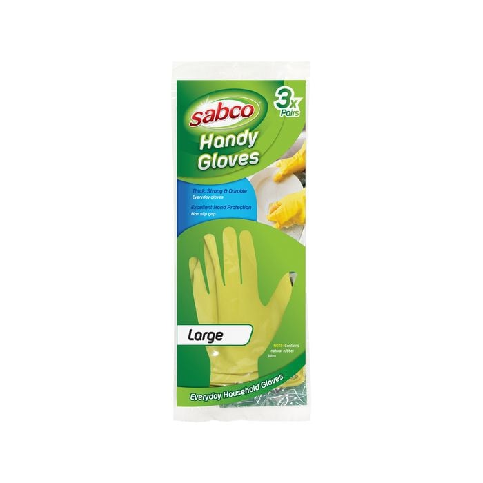 Sabco Large Latex Handy Gloves - 3 Pairs