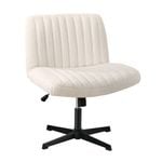 Oikiture Armless Office Desk Chair Sherpa White