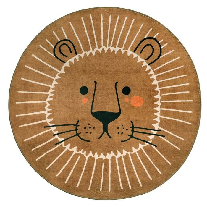 Kids Washable 120x120cm Round Leo Rug