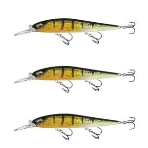 3x 13 Fishing 110mm Whipper Snapper Jerkbait Fishing Lures - Clear Perch