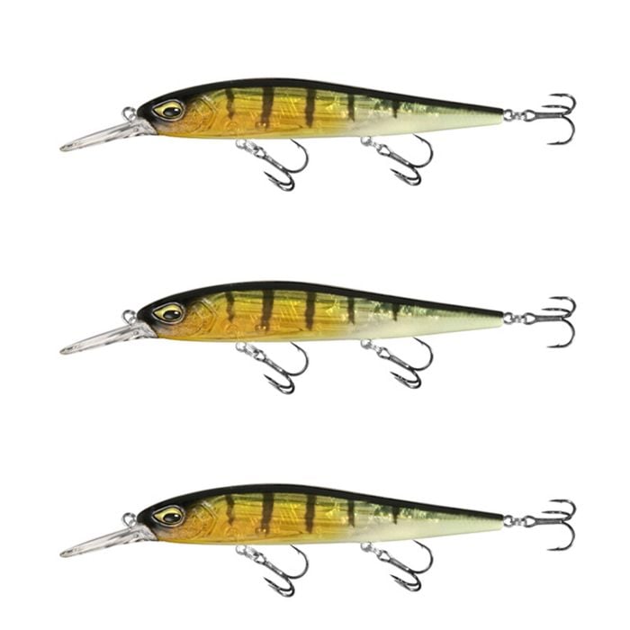 3x 13 Fishing 110mm Whipper Snapper Jerkbait Fishing Lures - Clear Perch