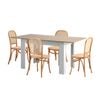 Oikiture 5PCS Dining sets 160cm Extendable Table with Chairs Rattan Natural