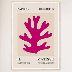 Galrie Papiers Découpés H. Matisse Art Print Pink Foliage (1955), Wood Frame, A3 30 x 42cm (12 x 16inch)