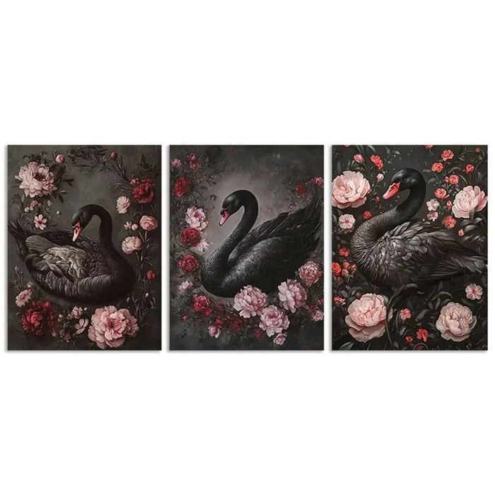 3pcs Very Elegant Black Swan Print 100% Australian Made 3 x 40x60cm (Metal Print)