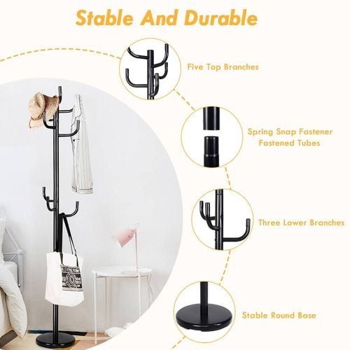 Costway Coat Rack Metal Hat Clothes Tree Stand Black Bunnings Australia