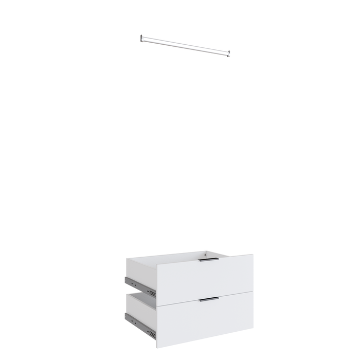 Lugna White 2 drawer, 1 Hangrail Insert Kit – Fits 750X580MM Cabinet Shell - White