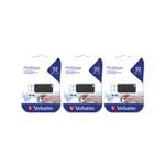 3x Verbatim Store'n'go Pinstripe 32gb Usb Drive - Black