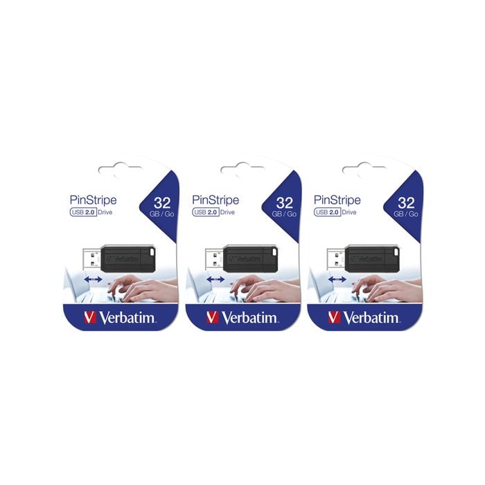 3x Verbatim Store'n'go Pinstripe 32gb Usb Drive - Black