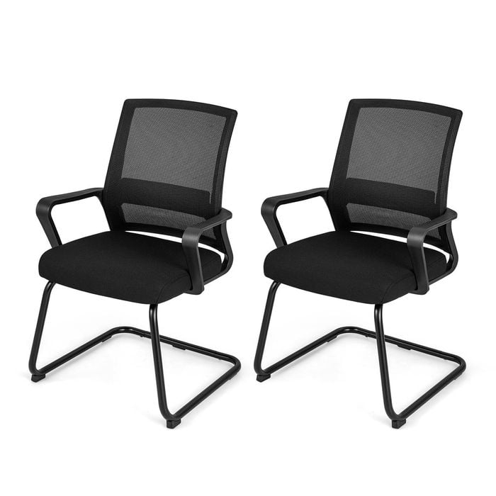 Costway Set Of 2 Executive Office Chair W/lumbar Support Meeting Room, Black