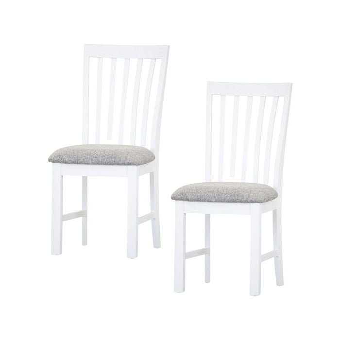Laelia Dining Chair Set of 2 Solid Acacia Timber Wood Coastal Furniture - White