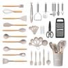 Zuni 44pcs Silicone Kitchen Utensils Set Wood Cooking Baking Cookware