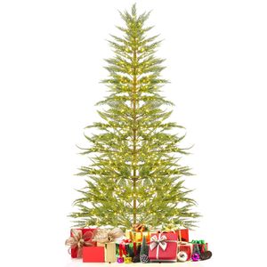 Costway 225cm Pre-Lit Xmas Christmas Tree w/540 Warm White LED Light Timer