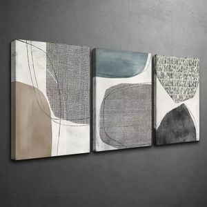 3 Set of Modern Minimalist Geometric Shapes  Print 100% Australian Made 3 x 40x60cm  (Stretched)