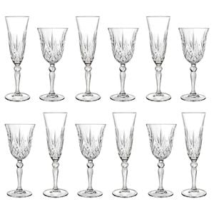 RCR Crystal 12pc Melodia Wine Glasses & Champagne Flutes Set
