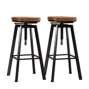 Levede 2x Wooden Vintage Industrial Bar Stools