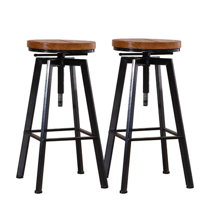 Levede 2x Wooden Vintage Industrial Bar Stools