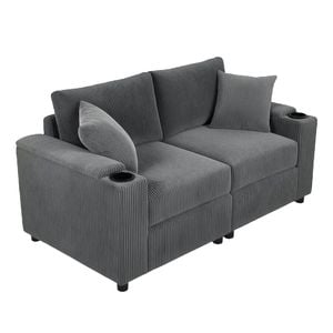 Ufurniture 2 Seaters Sofa Modular Lazy Lounge Sofa Grey