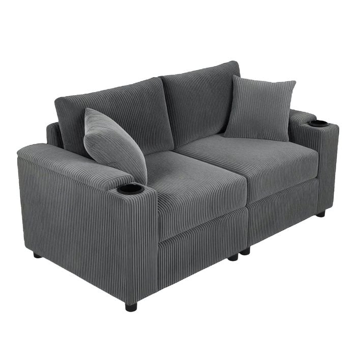 Ufurniture 2 Seaters Sofa Modular Lazy Lounge Sofa Grey
