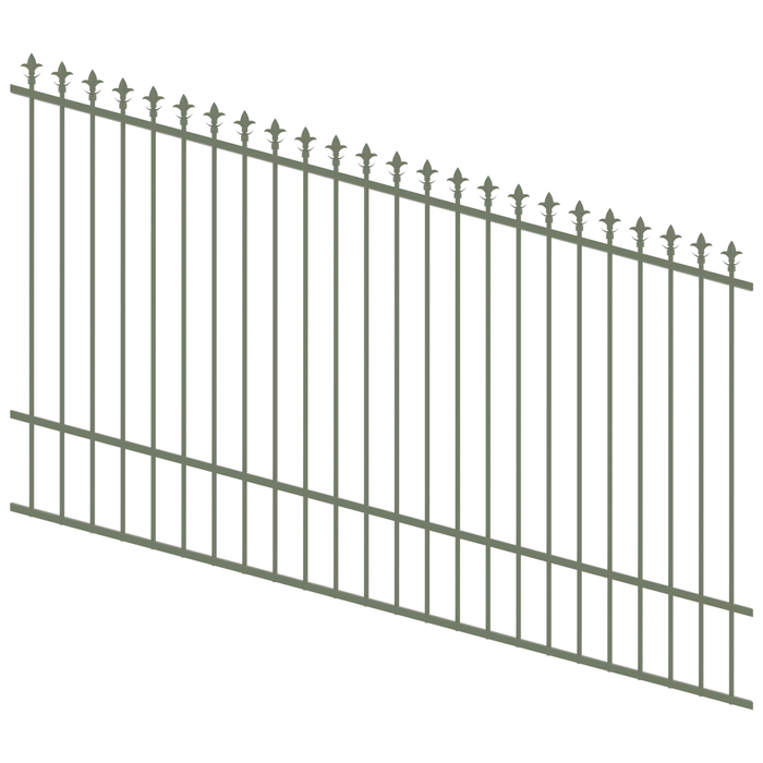 ProtectorAl 1201-2400W x 1500H Pale Eucalypt Spear Top Pool Fence Panel Raked Up to 15º