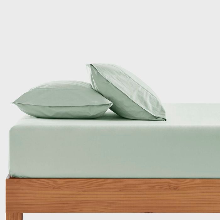 Dreamaker 300TC Cotton Percale Combo Fitted Sheet Set Sage King Single Bed
