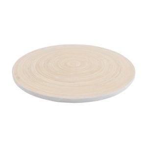 Lvd Spun White Round Bamboo Lazy Susan Home Kitchen Decor 45x45x4cm