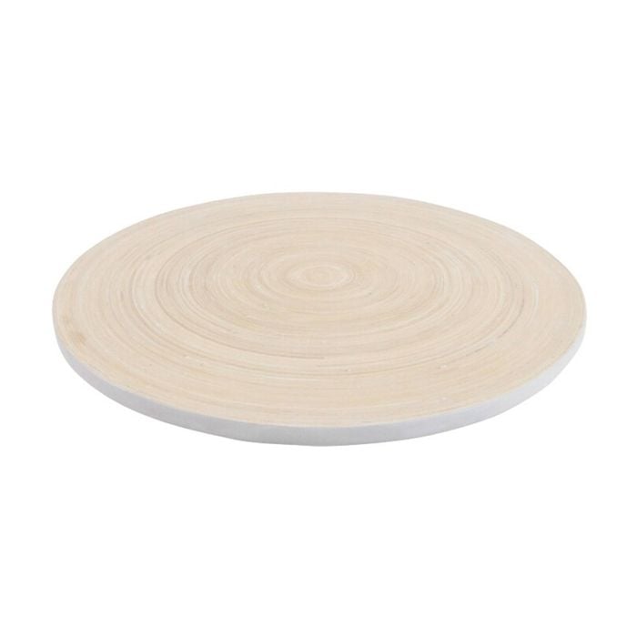 Lvd Spun White Round Bamboo Lazy Susan Home Kitchen Decor 45x45x4cm