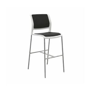 Olg Game Bar Stool Chrome Legs White Shell Black Upholstered Seat And Back