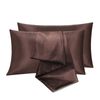 LINENOVA 2pcs Luxury Silk Satin Pillow Cases Pillowcase Cushion Covers - Standard,Chocolate