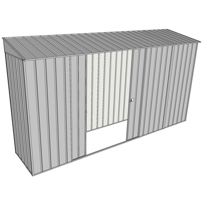 Build-a-Shed 0.8 x 3.7 x 2m Skillion Double Sliding Side Door Shed - Zinc