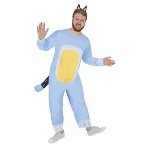 Bluey Bandit Dad Adult Halloween Costume – Official Licensed Jumpsuit with Tail and Ears Headband, Extra large
