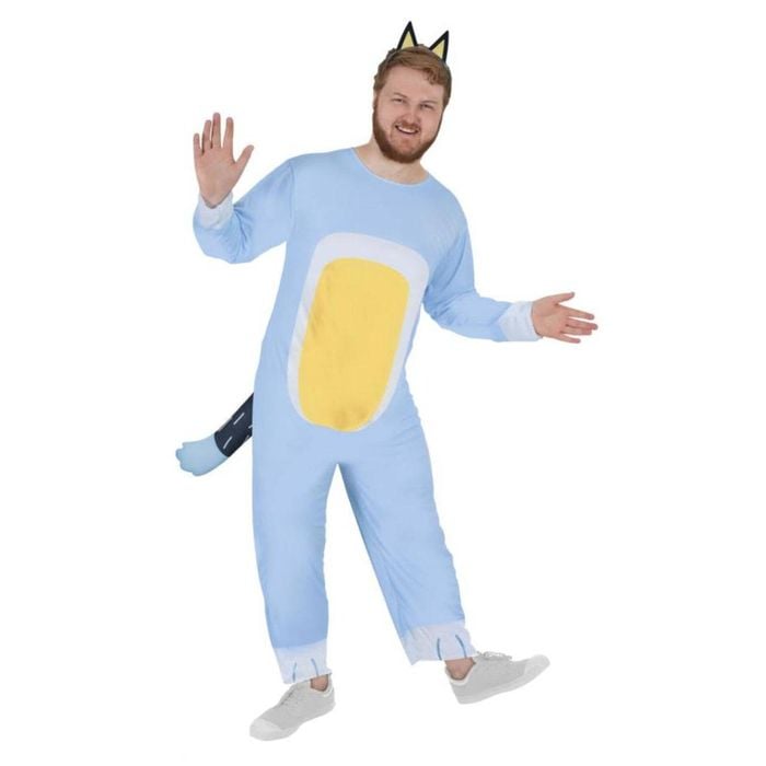 Bluey Bandit Dad Adult Halloween Costume – Official Licensed Jumpsuit with Tail and Ears Headband, Extra large