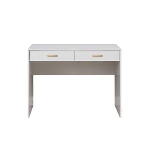 European Cabinetry White Slim Oval Brass Odessa Desk