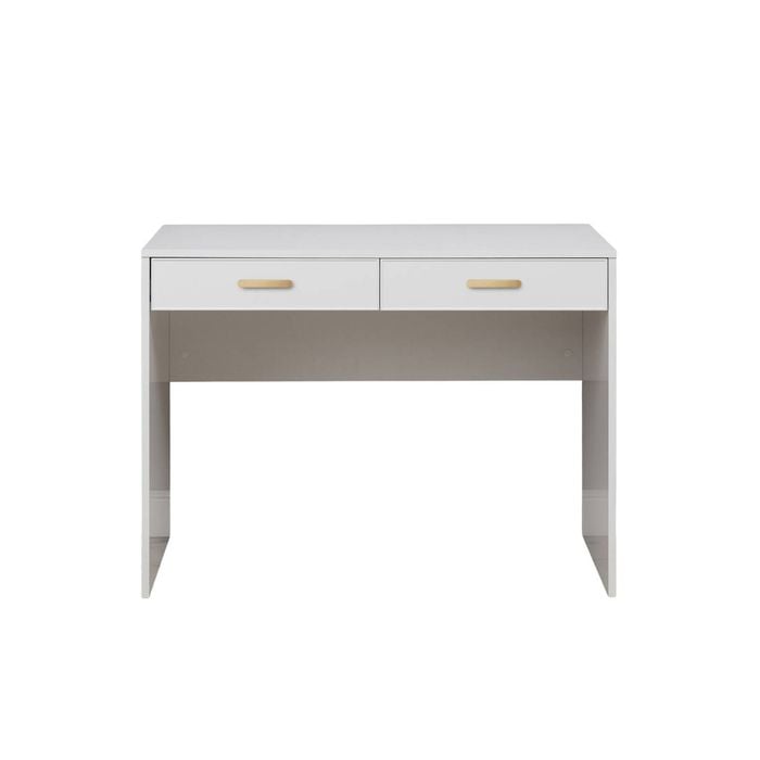 European Cabinetry White Slim Oval Brass Odessa Desk